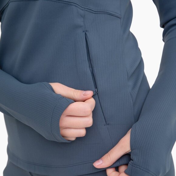 Slate Blue Jacquard Ribbed Mock Neck Active Top - Mono B - Picture 3 of 4